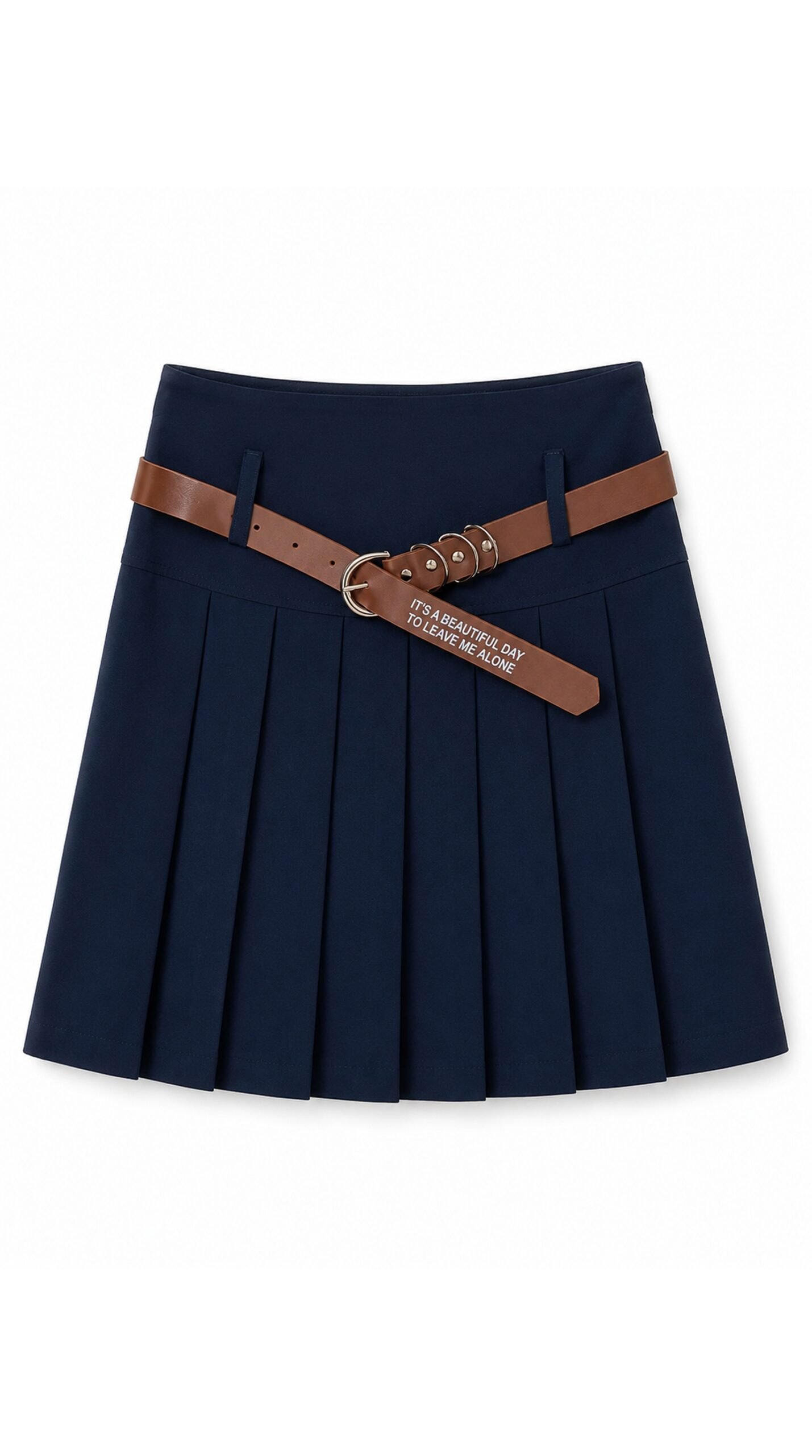 Kemerli Pileli Mini Etek - Görsel 2