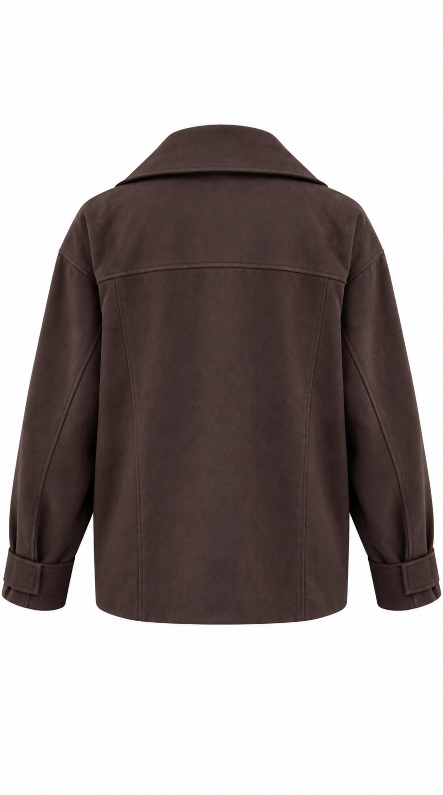 Geniş Yaka Oversize Kısa Trençkot – Çikolata Kahve - Görsel 3